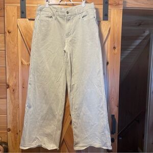 Good American Wide Leg Light Beige /white jeans size 14